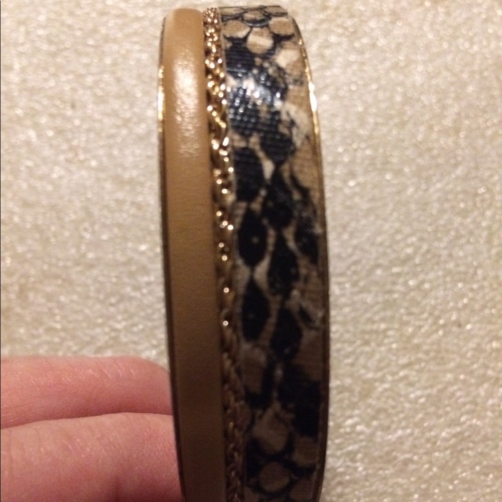Vintage brass leather bangle